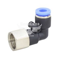 Соединитель трубки ПВХ с внутренней резьбой Г-образний пластик 1/4х6мм. (Airkraft)