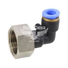 З'єднувач трубки ПВХ з внутр. різьбою Г-подібний пластик 1/2х8мм. (Airkraft)