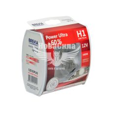 Лампочка галогенна H1 P14.5s 12V-55Вт (Brevia) +60 (Power Ultra) (кт. 2шт.)
