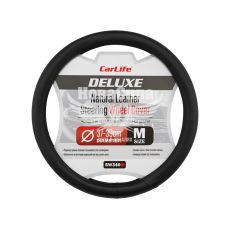 Чехол руля M кожа черный 37-39см. (CarLife) SW340M