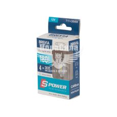 Лампочка 2-х цокольная LED T11_C10W SMD белая 4-диоды 12V-5 Вт T11 36мм. CANbus (Brevia) (к-т.-2шт.)