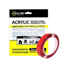 Скотч двохстор. 12мм. 5м. (Solar) Acrylic (прозорий підс.)