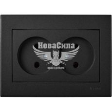 LEZARD RAIN Розетка подвійна б/з ПБТ, антрацит з боковою вставкою