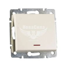 LEZARD RAIN Вимикач одинарний з підсвіткою, перлинно-білий перламутр, без рамки