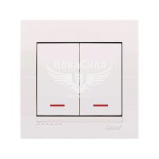 LEZARD DERIY Выключатель двойной с подсветкой, белый