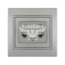 LEZARD MIRA Розетка комп'ютерна подвійна RJ45 CAT5, сірий металік