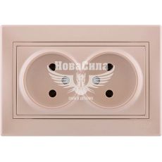 LEZARD MIRA Розетка подвійна б/з, перлинно білий