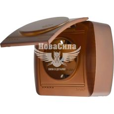 LEZARD DEMET Розетка одинарная з/з с крышкой, античный махагон