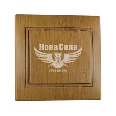 LEZARD MIRA Розетка одинарна з/з з кришкою, дуб класичний матовий