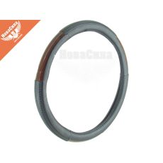 Чохол руля L чорний з коричневими вставками 39-41см. (CarLife) (перфорований)