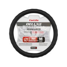 Чохол руля M шкіра чорний 37-39см. (CarLife) SW343M
