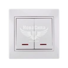 LEZARD MIRA Вимикач подвійний з підсвіткою, білий