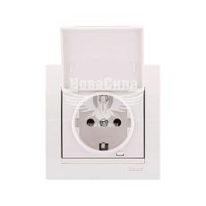 LEZARD DERIY Розетка одинарна з/з з кришкою, білий