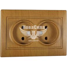 LEZARD MIRA Розетка подвійна б/з ПБТ, дуб класичний матовий