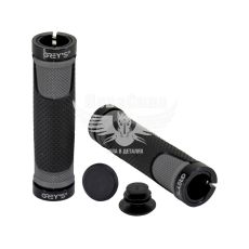 Грипсы на руль велосипеда (Greys) резиновые, зажимы 2 шт, длина 130 мм, черные с серым