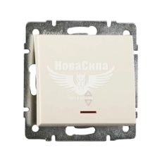 LEZARD RAIN Вимикач прохідний одинарний з підсвіткою, крем, без рамки