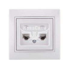 LEZARD MIRA Розетка телефонная двойная евро, белый