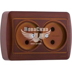 LEZARD DEMET Розетка двойная б/з, античный махагон