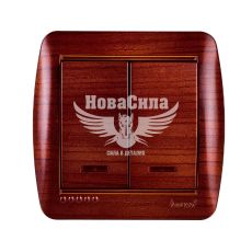 LEZARD DEMET Выключатель двойной с подсветкой, античный махагон