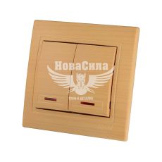 LEZARD MIRA Выключатель двойной с подсветкой, клен