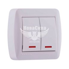 LEZARD DEMET Выключатель двойной с подсветкой, белый