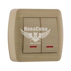 LEZARD DEMET Выключатель двойной с подсветкой, клен