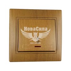 LEZARD MIRA Вимикач прохідний одинарний з підсвіткою, дуб класичний матовий