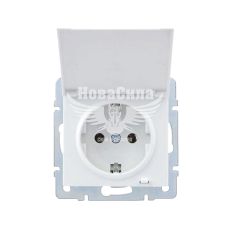 LEZARD RAIN Розетка одинарна з/з з кришкою ПБТ, білий, (без рамки)