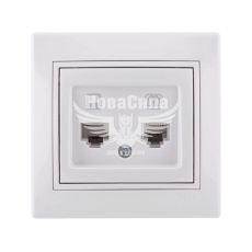 LEZARD MIRA Розетка компьютер + телефон RJ45 CAT5 + RJ11, белый