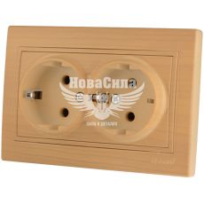 LEZARD MIRA Розетка двойная з/з, клен