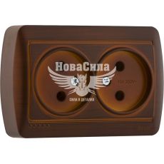 LEZARD DEMET Розетка двойная б/з, античный кедр