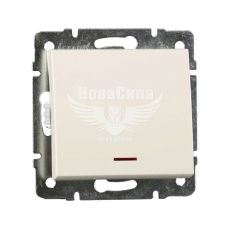 LEZARD RAIN Вимикач одинарний з підсвіткою, крем, без рамки