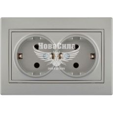 LEZARD MIRA Розетка подвійна з/з, сірий металік