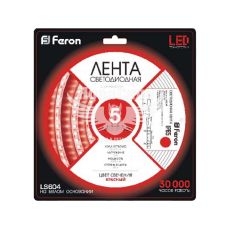 Світлодіодна стрічка Feron LS604 12В 4.8Вт/м IP65 червоний 5м
