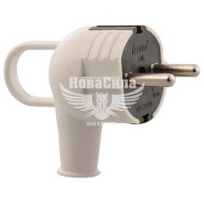 Вилка електрична Lezard з ручкою з заземленням біло/чорна