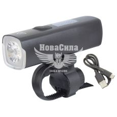 Фара велосипедна (Greys) LED 1000lm, IPX5, 5000mAh, кріпл. на кермо, 5 реж. роботи, Type-C