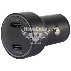 Зарядне для портативних пристроїв 12-24V (Brevia) 2USB-C, 40W, Дисплей