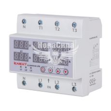 Реле контролю напруги та струму трифазне 63А з індикацією e.control.v16																			