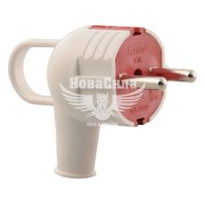 Lezard Вилка електрична з ручкою з заземленням біло/червона