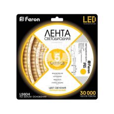 Feron Світлодіодна стрічка LS604 12В 4.8Вт/м IP65 білий теплий 5м