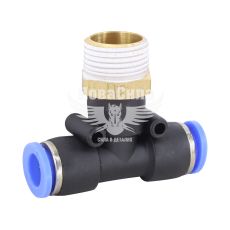 З'єднувач трубки ПВХ з зовн. різьбою Т-подібний пластик 3/8х8х8мм. (Airkraft)