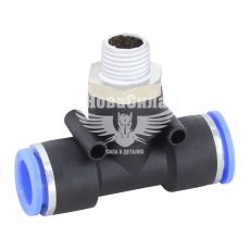 З'єднувач трубки ПВХ з зовн. різьбою Т-подібний пластик 1/4х12х12мм. (Airkraft)