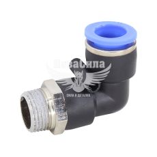 Соединитель трубки ПВХ с наружной резьбой Г-образний пластик 3/8х12мм. (Airkraft)