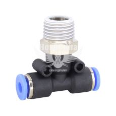 З'єднувач трубки ПВХ з зовн. різьбою Т-подібний пластик 1/4х4х4мм. (Airkraft)