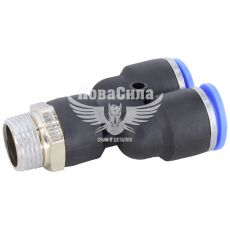 Соединитель трубки ПВХ с наружной резьбой Y-образный пластик 3/8х12х12мм. (Airkraft)