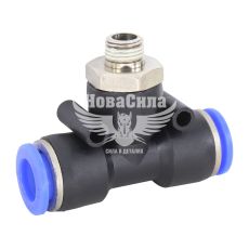 З'єднувач трубки ПВХ з зовн. різьбою Т-подібний пластик 1/8х10х10мм. (Airkraft)