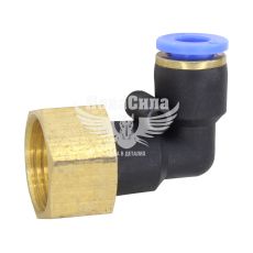 З'єднувач трубки ПВХ з внутр. різьбою Г-подібний пластик 3/8х6мм. (Airkraft)