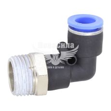 Соединитель трубки ПВХ с наружной резьбой Г-образний пластик 1/2х10мм. (Airkraft)