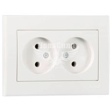 LEZARD RAIN Розетка подвійна б/з ПБТ, білий з боковою вставкою