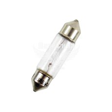 Лампочка 2-ох цокольна C10W біла 12V-10Вт SV8.5-8 37мм. (Brevia) (упак.-10шт.)